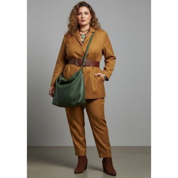 PRET A PORTER SUITS Stylish Tan Vintage Fully Lined Blazer & Pants Set Size 26W - Picture 1 of 16